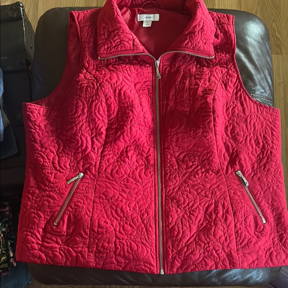 CJ Banks Red Quilted Vest